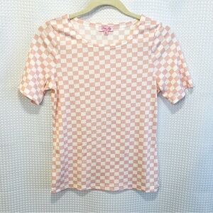 Pink Lily Checkered Ribbed Tee